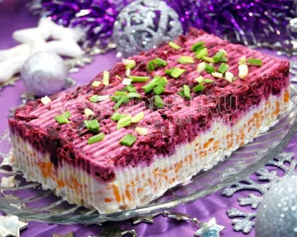 Салат «Заливная селёдка под шубой»