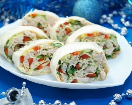 Рулет из лаваша с курицей «Ирония судьбы»